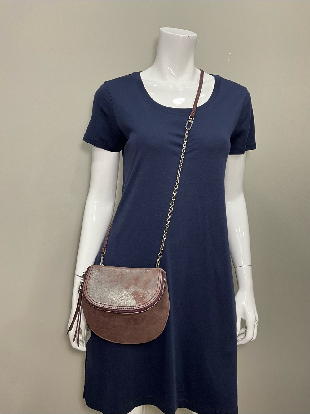 HOBO Foster Leather Crossbody Bag Plum Graphite NWT Saddle Convertible
